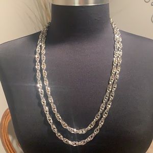 Vintage Monet twisted rope 54β silver necklace